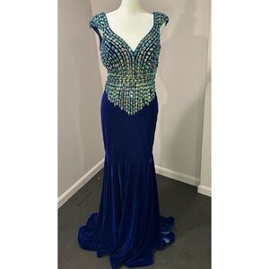 Johnathan Kayne Royal Blue Velvet Gown